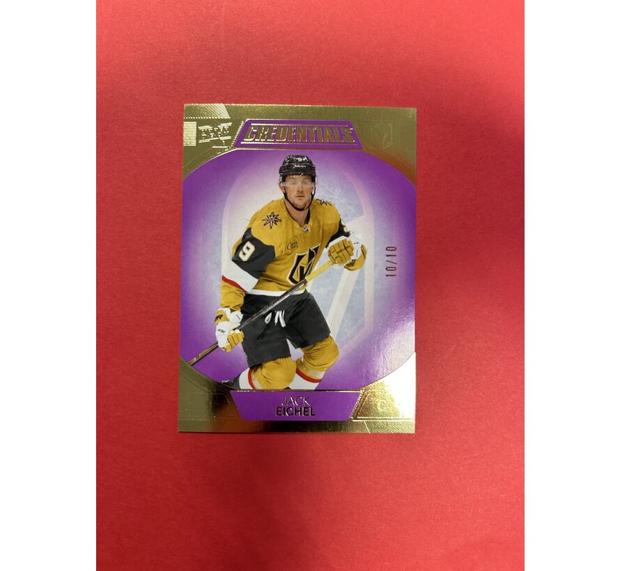 2022-23 UPPER DECK CREDENTIALS JACK EICHEL PURPLE 10/10