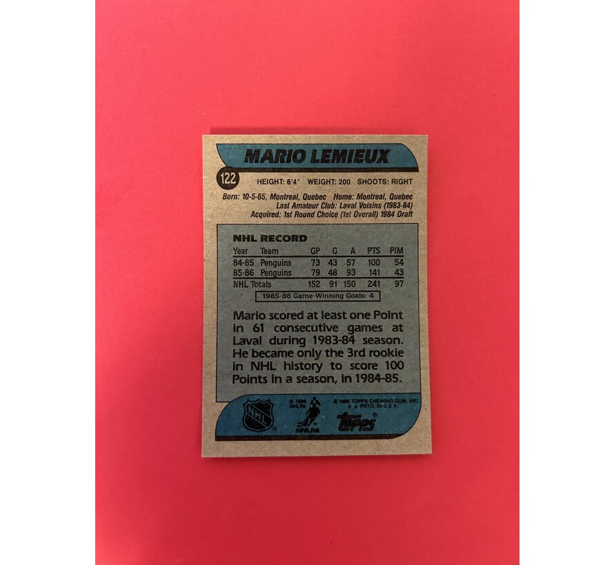 1986-87 TOPPS MARIO LEMIEUX 2ND YEAR
