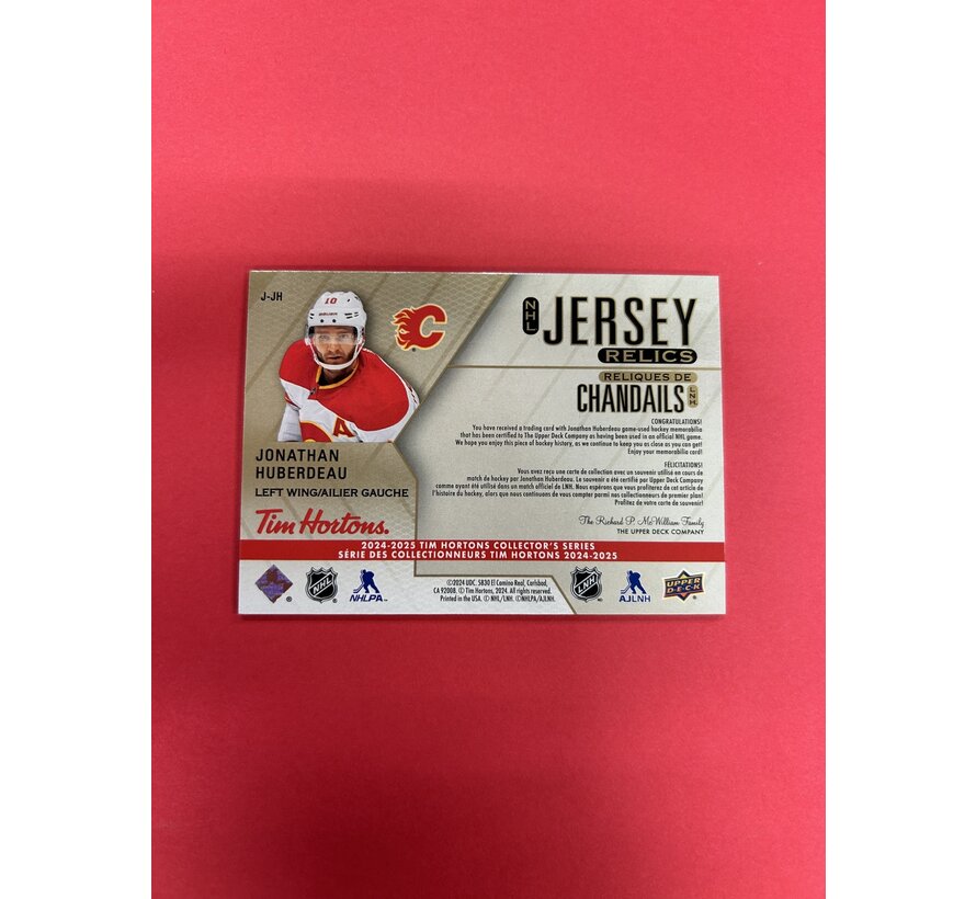 2024-25 UPPER DECK TIM HORTONS JONATHAN HUBERDEAU NHL JERSEY RELICS