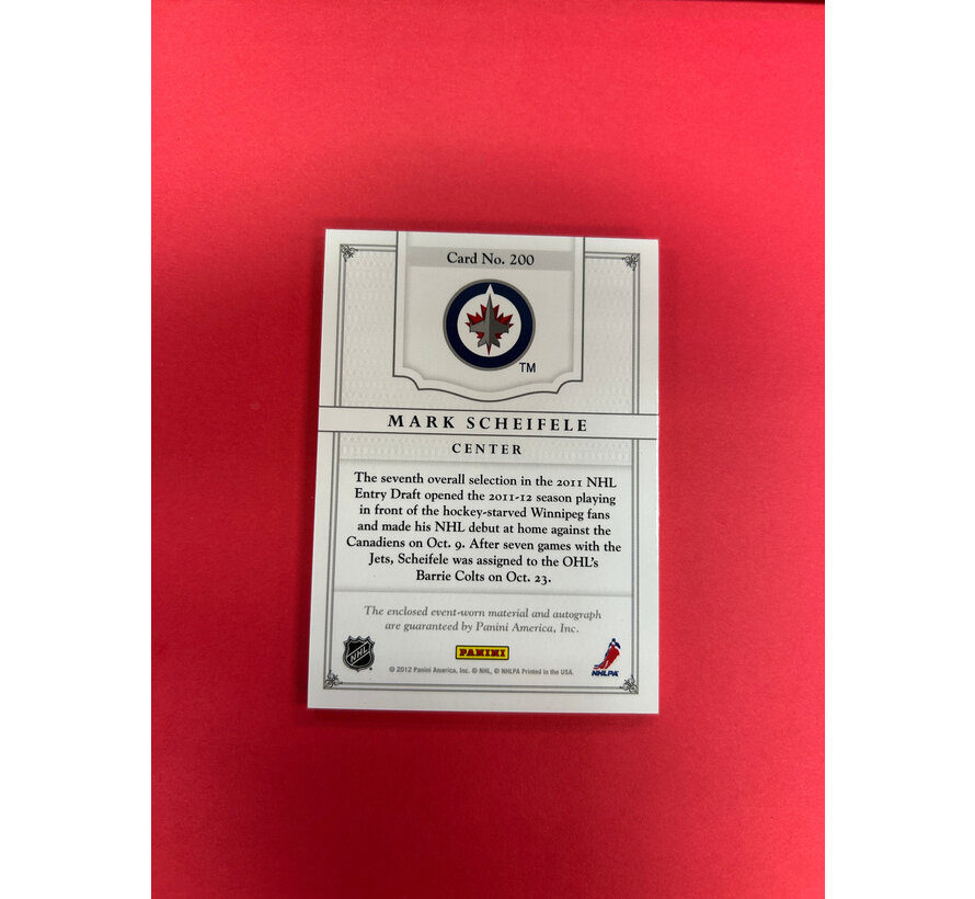 2011-12 PANINI DOMINION MARK SCHIEFELE PATCH AUTO /55