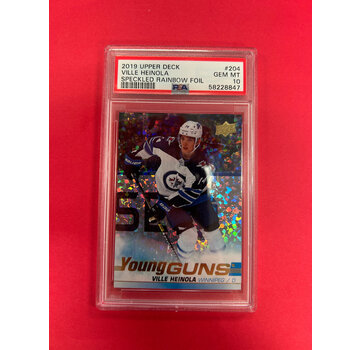 UPPER DECK 2019-20 UPPER DECK SERIES 1 VILLE HEINOLA YOUNG GUNS SPECKLED RAINBOW FOIL PSA GRADED 10