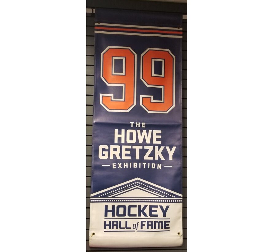 GRETZKY HOWE EXHIBITION HHOF TORONTO STREET BANNER WITH LOA DUAL SIDED #/100 LMT