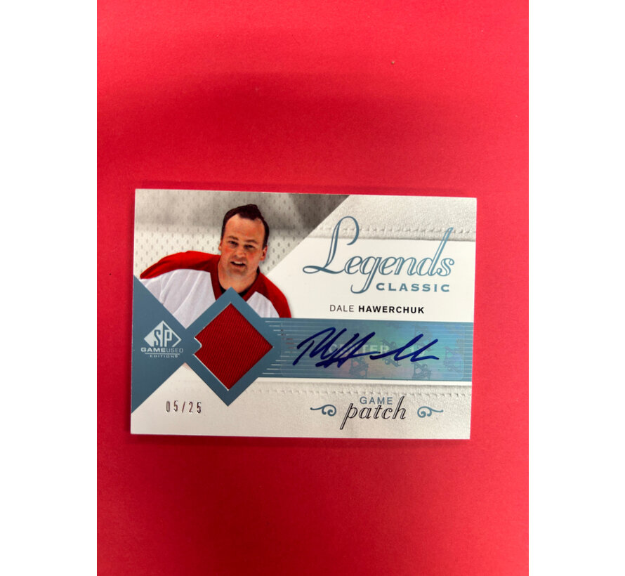 2007-08 UPPER DECK SP GAME USED DALE HAWERCHUK LEGENDS CLASSIC JERSEY AUTO /25