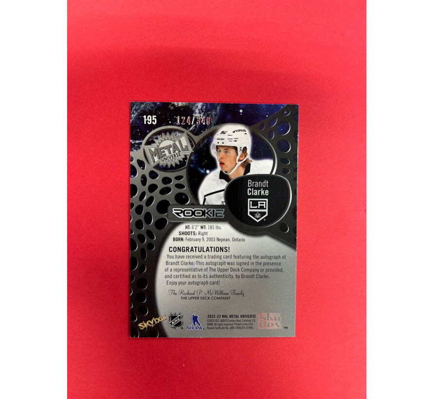 2022-23 SKYBOX METAL UNIVERSE BRANDT CLARKE ROOKIE AUTO /349