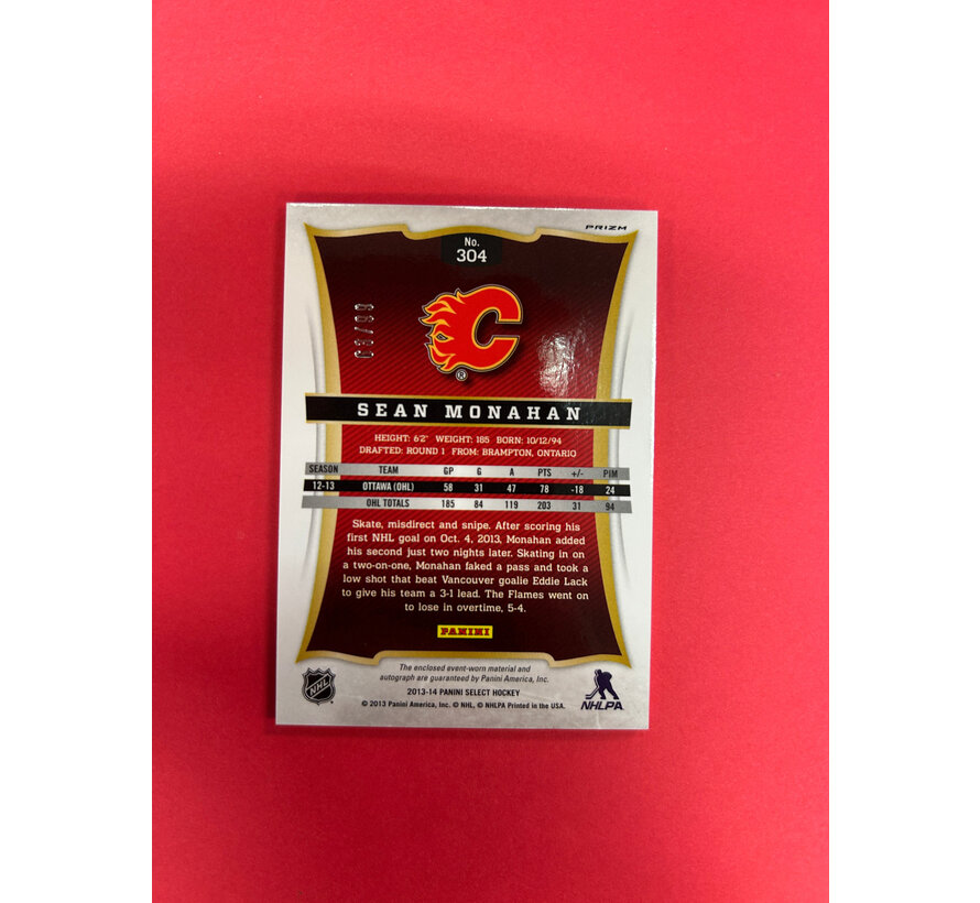 2013-14 PANINI SELECT SEAN MONAHAN ROOKIE JERSEY AUTO /99