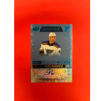 UPPER DECK 2021-22 UPPER DECK CREDENTIALS SCOTT PERUNOVICH DEBUT TICKET ACCESS AUTO /15
