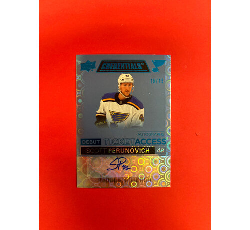 UPPER DECK 2021-22 UPPER DECK CREDENTIALS SCOTT PERUNOVICH DEBUT TICKET ACCESS AUTO /15