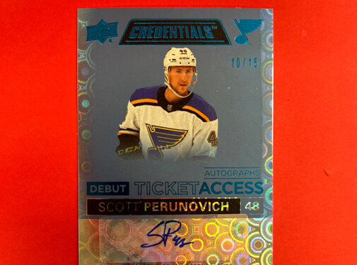 UPPER DECK 2021-22 UPPER DECK CREDENTIALS SCOTT PERUNOVICH DEBUT TICKET ACCESS AUTO /15