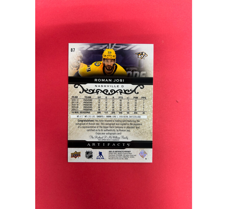 2021-22 UPPER DECK ARTIFACTS ROMAN ROSI BLACK AUTOGRAPH /5
