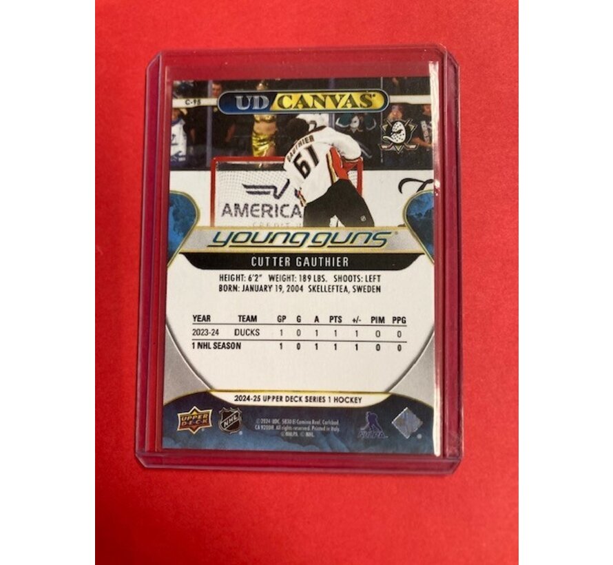 2024-25 UD CANVAS YOUNG GUNS CUTTER GAUTHIER #C-95