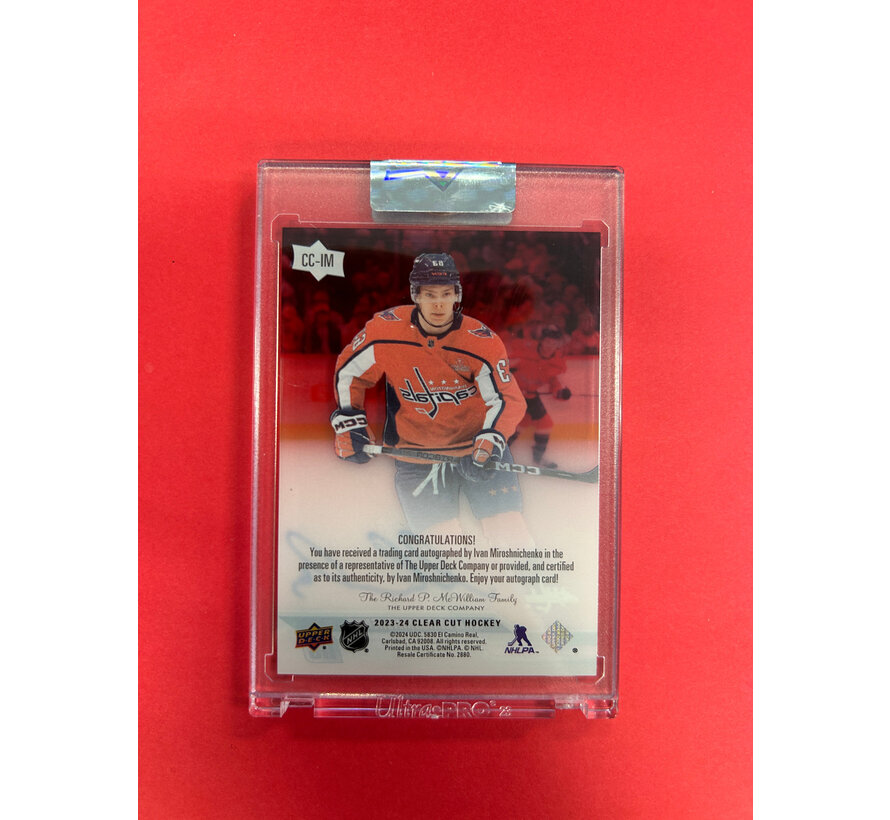 2023-24 UPPER DECK CLEAR CUT IVAN MIROSHNICHENKO CLEAR CUT ROOKIE AUTO