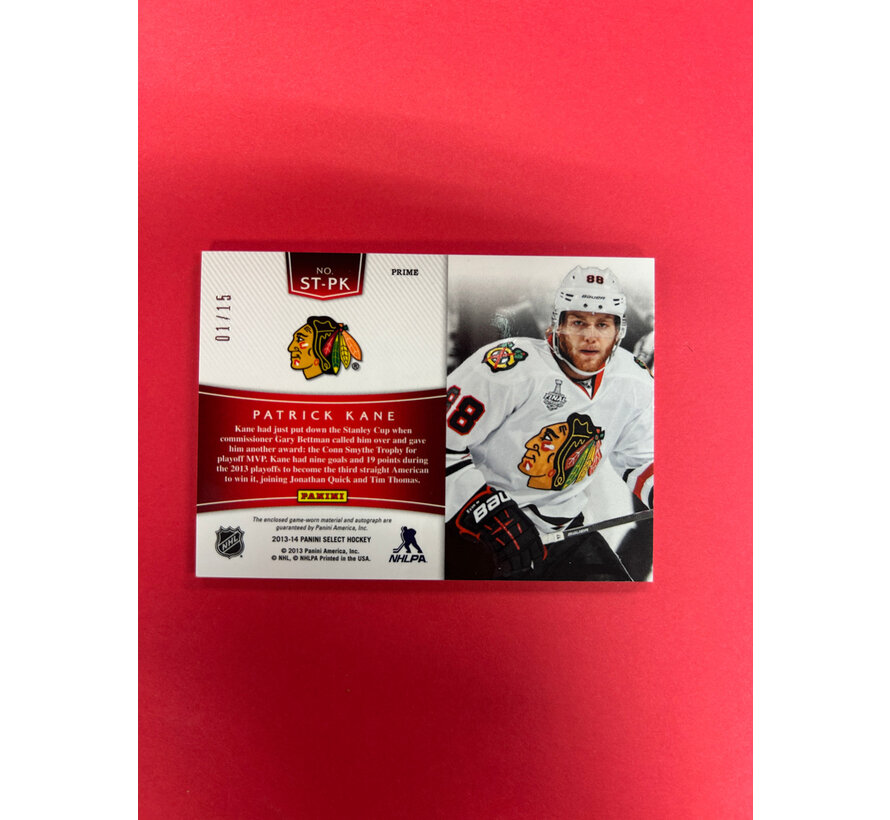 2013-14 PANINI SELECT PATRICK KANE STARS PATCH AUTO /15