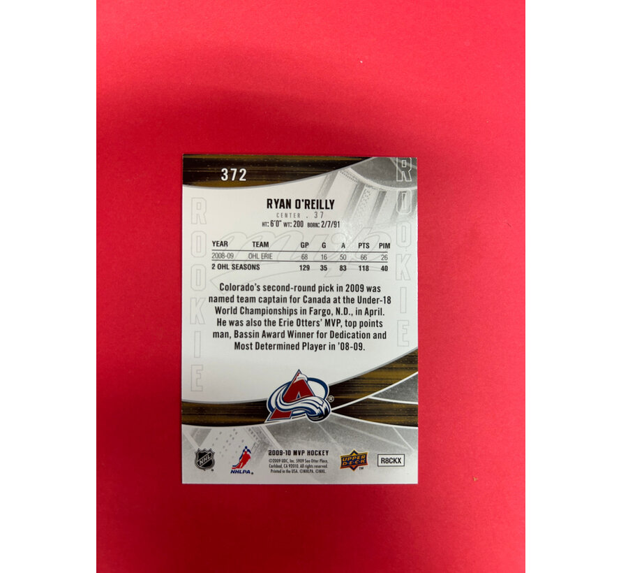 2009-10 UPPER DECK MVP RYAN O'REILLY GOLD SCRIPT ROOKIE /100