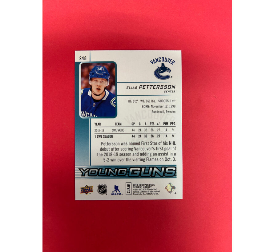 2018-19 UPPER DECK SERIES 1 ELIAS PETTERSSON YOUNG GUNS