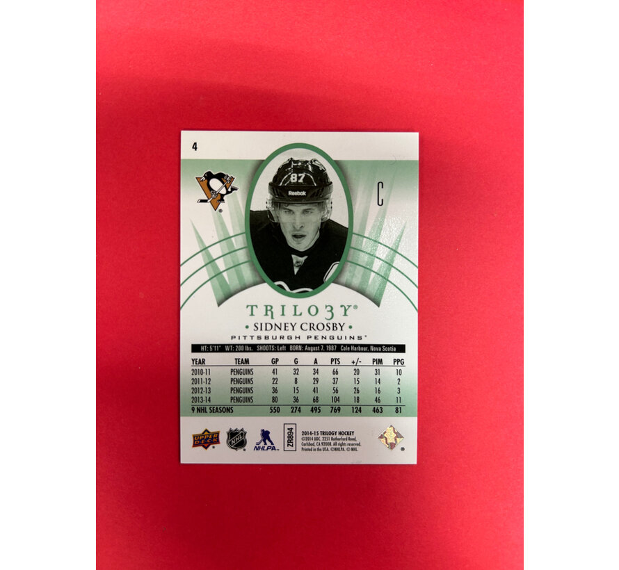 2014-14 UPPER DECK TRILOGY SIDNEY CROSBY GREEN GAME DATED /36