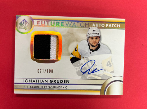 UPPER DECK 2023-24 SP AUTHENTIC JONATHAN GRUDEN FUTURE WATCH AUTO PATCH /100