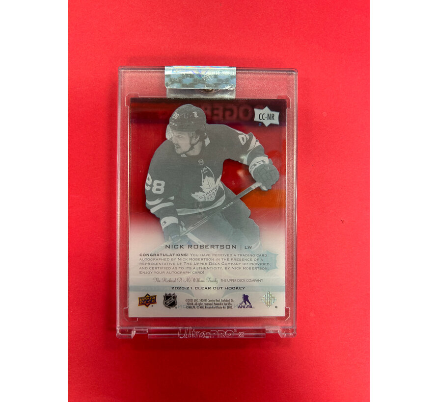 2020-21 UPPER DECK CLEAR CUT NICK ROBERTSON ROOKIE AUTO
