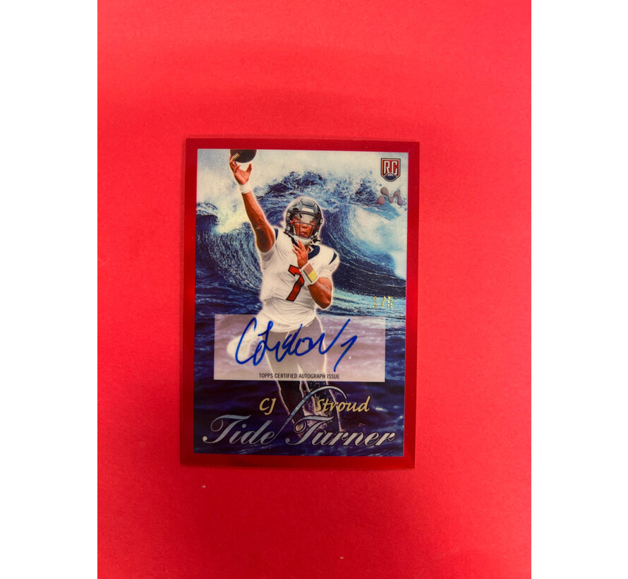 2024 TOPPS CHROME MERCURY CJ STROUD TIDE TURNER AUTOGRAPH RED REFRACTOR /5 SSP ROOKIE