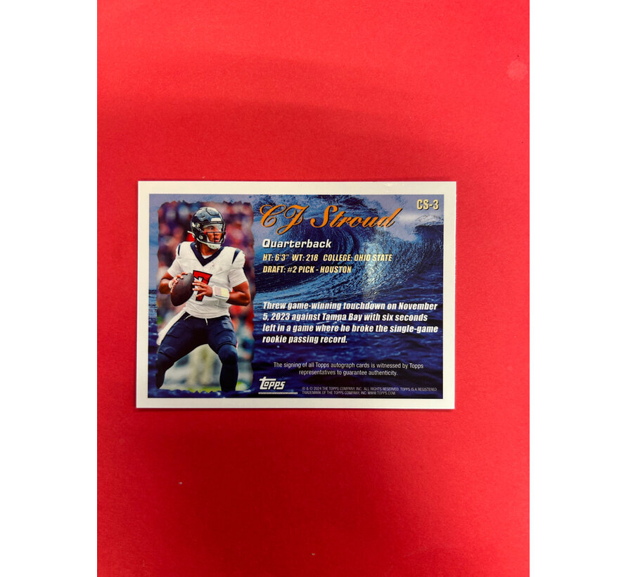 2024 TOPPS CHROME MERCURY CJ STROUD TIDE TURNER AUTOGRAPH RED REFRACTOR /5 SSP ROOKIE