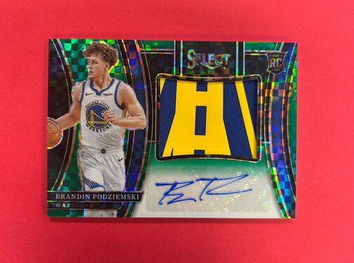 PANINI 2023-24 PANINI SELECT BASKETBALL BRANDIN PODZIEMSKI ROOKIE PATCH AUTO GREEN /5