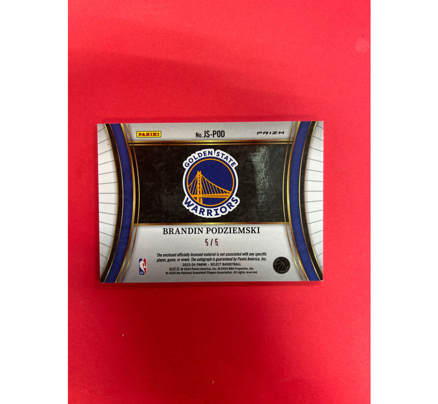 2023-24 PANINI SELECT BASKETBALL BRANDIN PODZIEMSKI ROOKIE PATCH AUTO GREEN /5