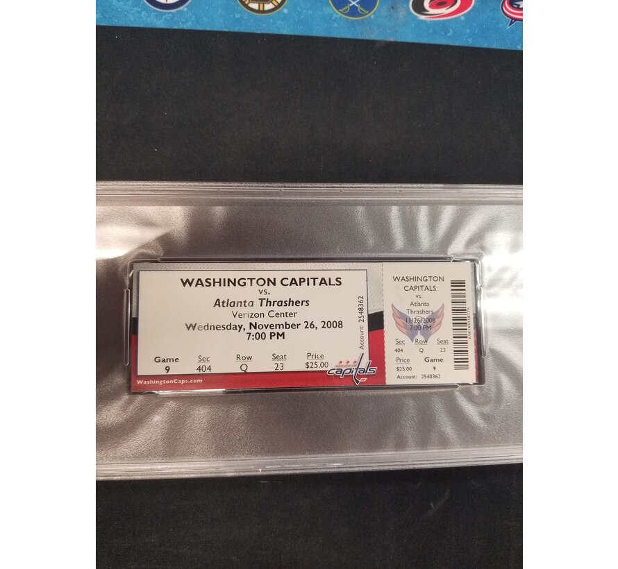 ALEX OVECHKIN 6TH NHL HAT TRICK TICKET STUB PSA 8 WASHINGTON CAPITALS THRASHERS