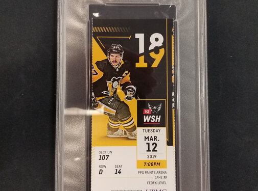 ALEX OVECHKIN 1200TH POINT REGULAR SEASON TICKET STUB PSA 9 WASHINGTON CAPITALS PENGUINS