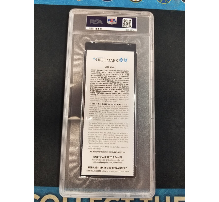 ALEX OVECHKIN 1200TH POINT REGULAR SEASON TICKET STUB PSA 9 WASHINGTON CAPITALS PENGUINS