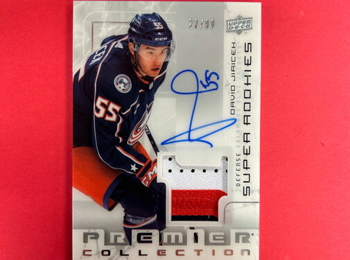 UPPER DECK 2022-23 UPPER DECK PREMIER DAVID JIRICEK SUPER ROOKIE PATCH AUTO /99
