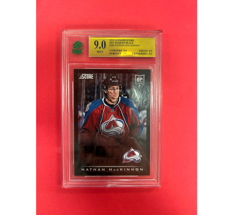 2013-14 PANINI SCORE NATHAN MACKINNON HOT ROOKIES BLACK SSP MNT GRADED 9
