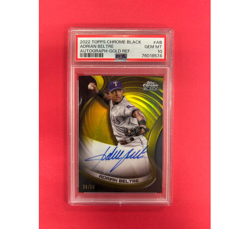 TOPPS 2022 TOPPS CHROME BLACK ADRIAN BELTRE GOLD REFRACTOR AUTOGRAPH /50 PSA GRADED 10