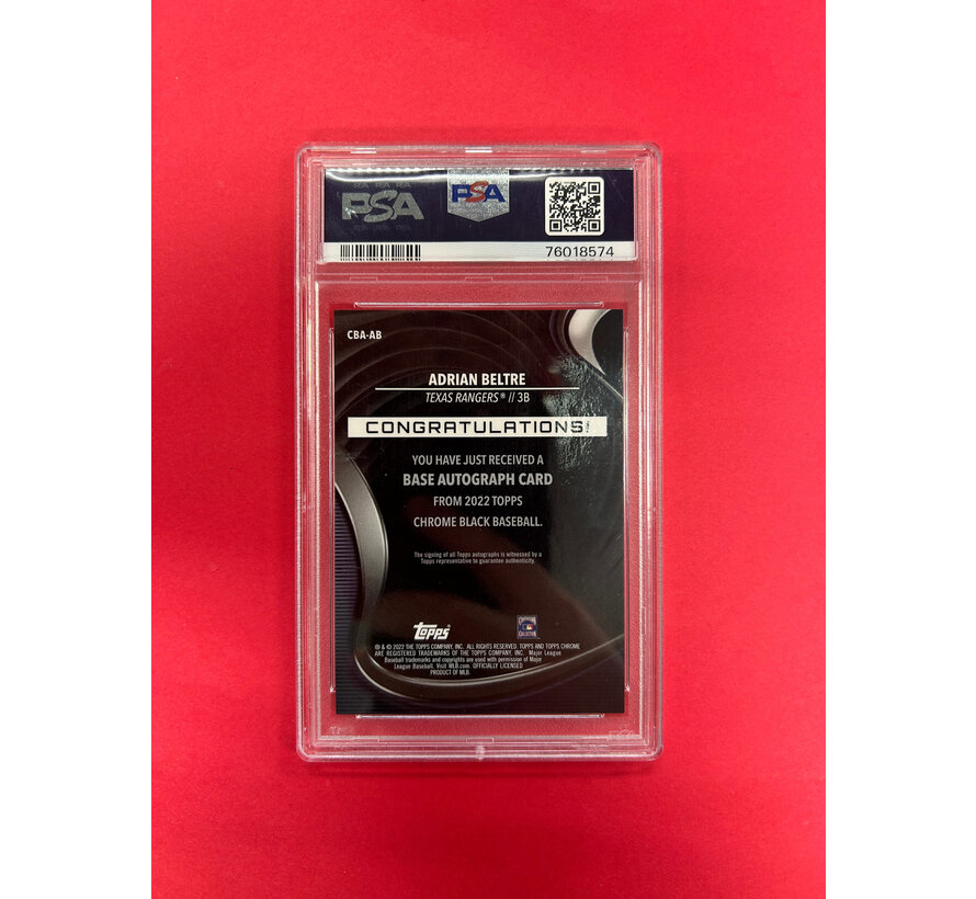 2022 TOPPS CHROME BLACK ADRIAN BELTRE GOLD REFRACTOR AUTOGRAPH /50 PSA GRADED 10