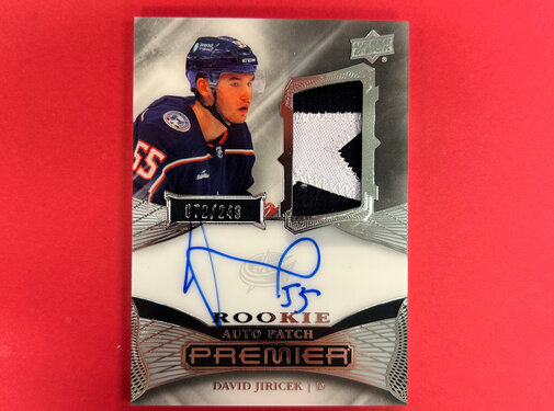 UPPER DECK 2022-23 UPPER DECK PREMIER DAVID JIRICEK PREMIER ROOKIE PATCH AUTO /249
