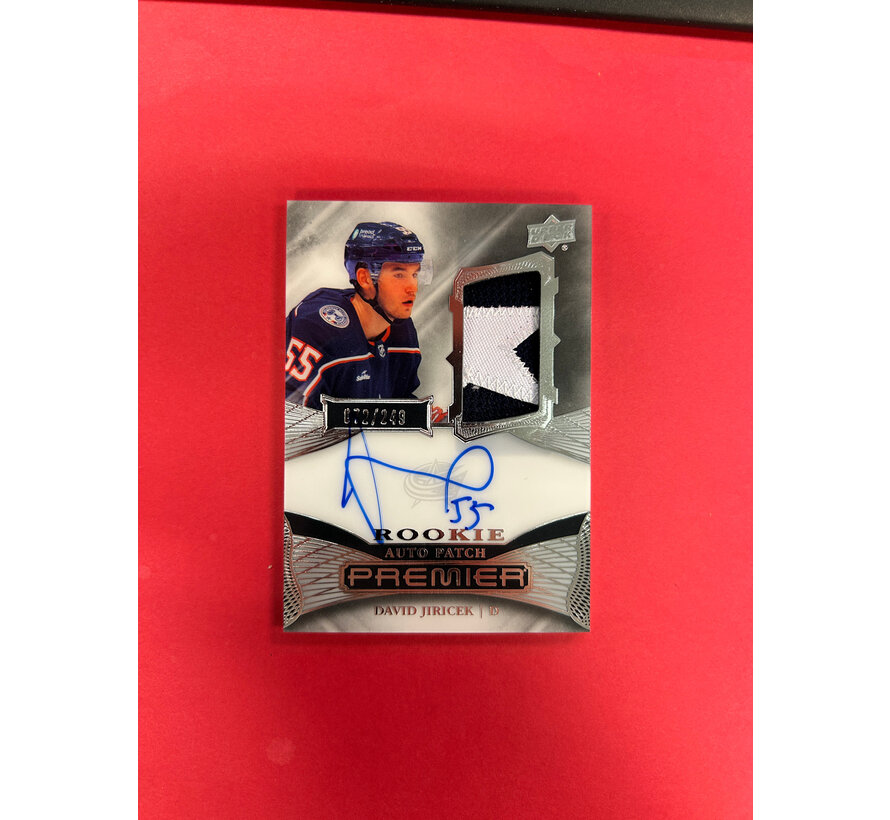 2022-23 UPPER DECK PREMIER DAVID JIRICEK PREMIER ROOKIE PATCH AUTO /249