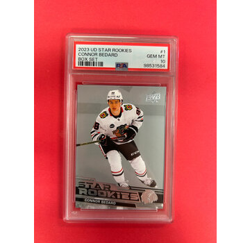 UPPER DECK 2023-24 UPPER DECK STAR ROOKIES CONNOR BEDARD STAR ROOKIES PSA GRADED 10