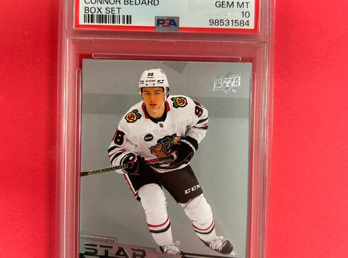 UPPER DECK 2023-24 UPPER DECK STAR ROOKIES CONNOR BEDARD STAR ROOKIES PSA GRADED 10