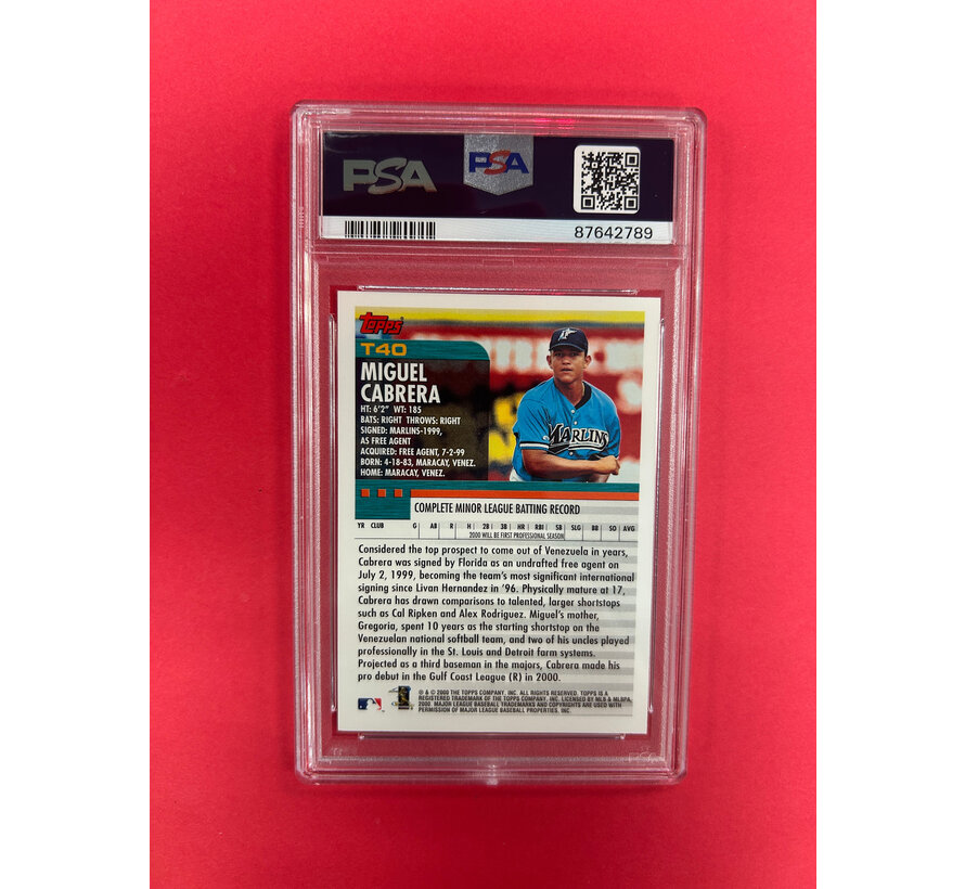 2000 TOPPS TRADED MIGUEL CABRERA ROOKIE PSA GRADED 9