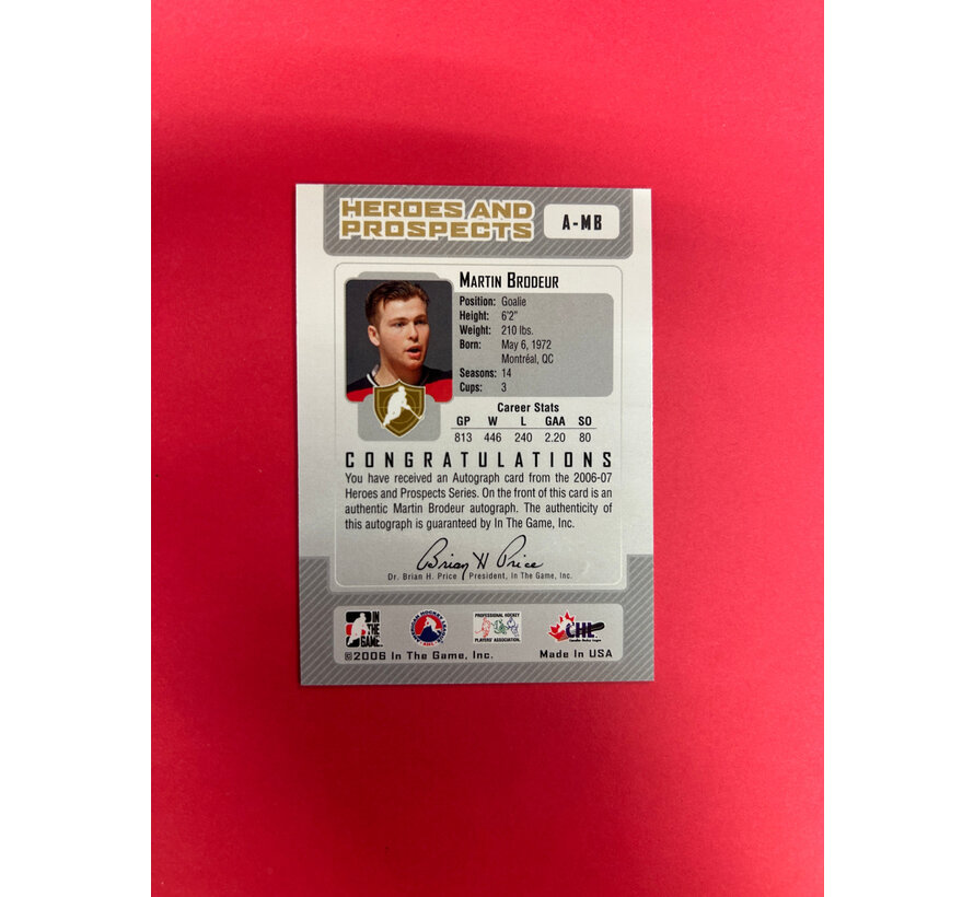 2006 IN THE GAME MARTIN BRODUER HEROES AUTOGRAPHS
