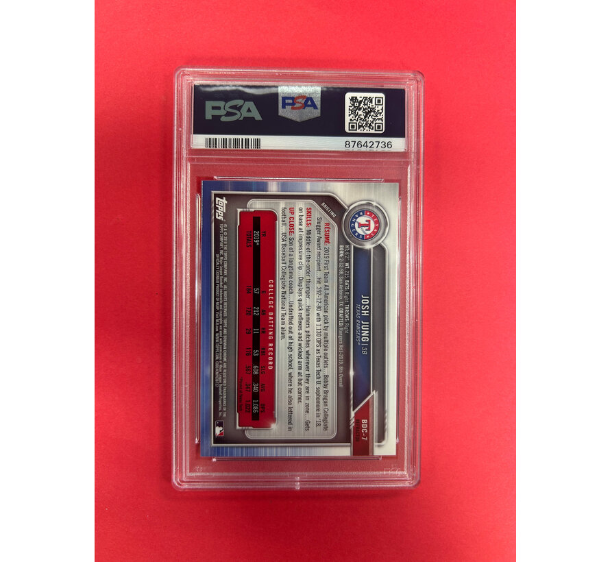 2019 BOWMAN DRAFT JOSH JUNG 1ST BOWMAN CHROME PSA GRADED 10