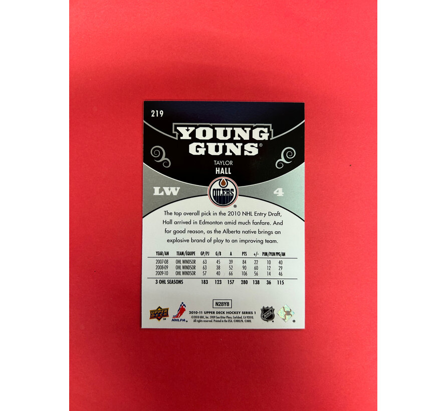 2O1O-11 UPPER DECK SERIES 1 TAYLOR HALL YOUNG GUNS