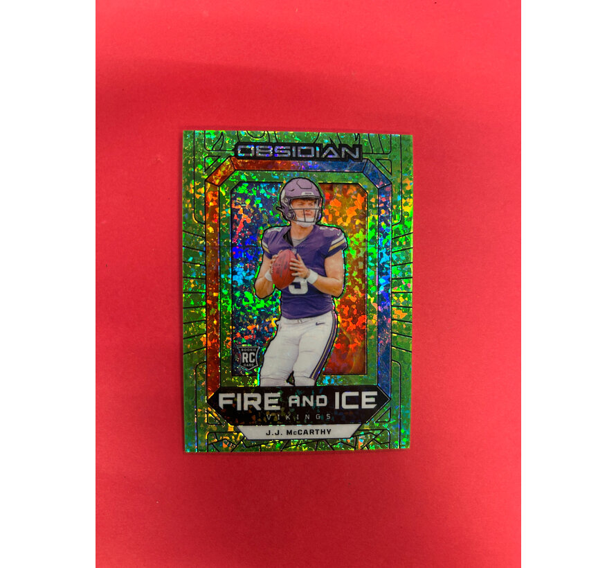2024 PANINI OBSIDIAN J.J. MCCARTHY FIRE AND ICE GREEN /6