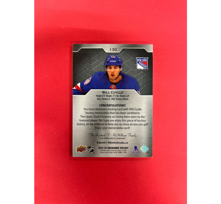 2023-24 UPPER DECK ENGRAINED WILL CUYLLE EBONY MEMORABILIA /15