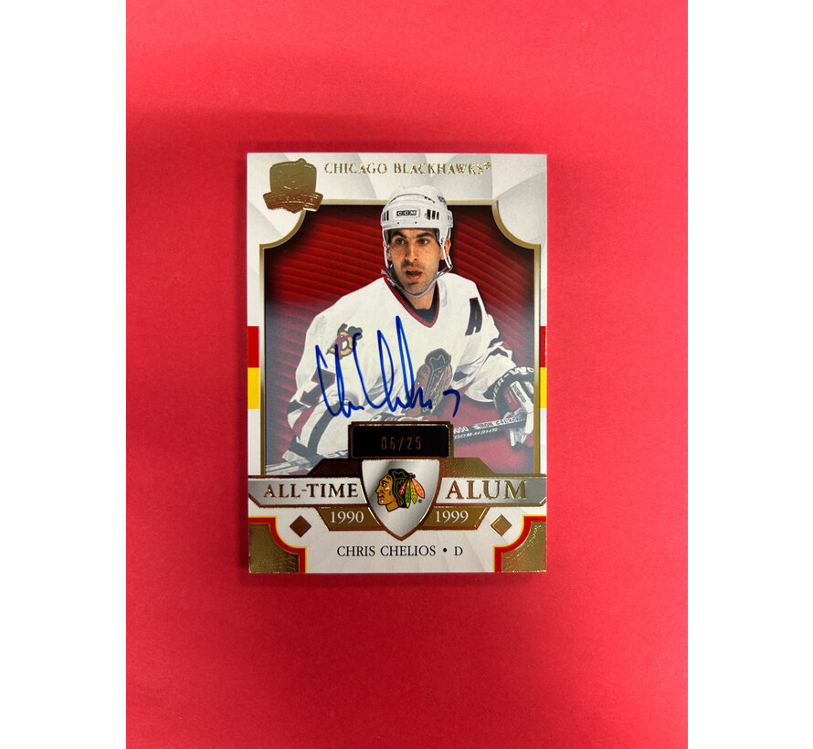 2022-23 UPPER DECK THE CUP CHRIS CHELIOS ALL TIME ALUM AUTOGRAPH /25