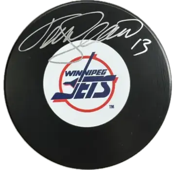TEEMU SELANNE AUTOGRAPHED WINNIPEG JETS HOCKEY PUCK (SMALL LOGO)