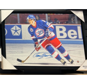 TEEMU SELANNE AUTOGRAPHED WINNIPEG JETS CANVAS (SKATING 2)