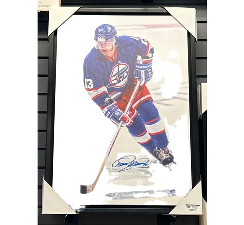 TEEMU SELANNE AUTOGRAPHED WINNIPEG JETS CANVAS (SKATING 1)