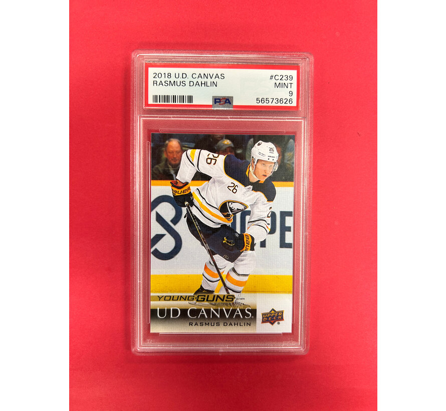 2018-19 UPPER DECK SERIES 2 RASMUS DAHLIN YOUNG GUNS CANVAS PSA 9