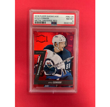UPPER DECK 2016 FLEER SHOWCASE KYLE CONNOR METAL UNIVERSE RED /150 ROOKIE PSA GRADED 8