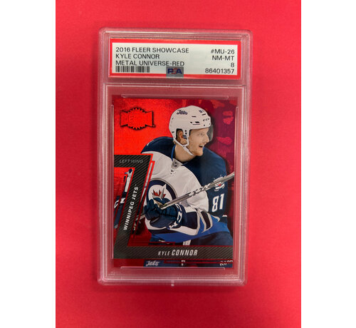 UPPER DECK 2016 FLEER SHOWCASE KYLE CONNOR METAL UNIVERSE RED /150 ROOKIE PSA GRADED 8