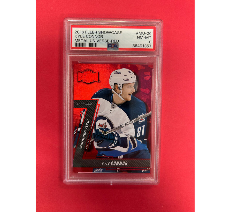 2016 FLEER SHOWCASE KYLE CONNOR METAL UNIVERSE RED /150 ROOKIE PSA GRADED 8